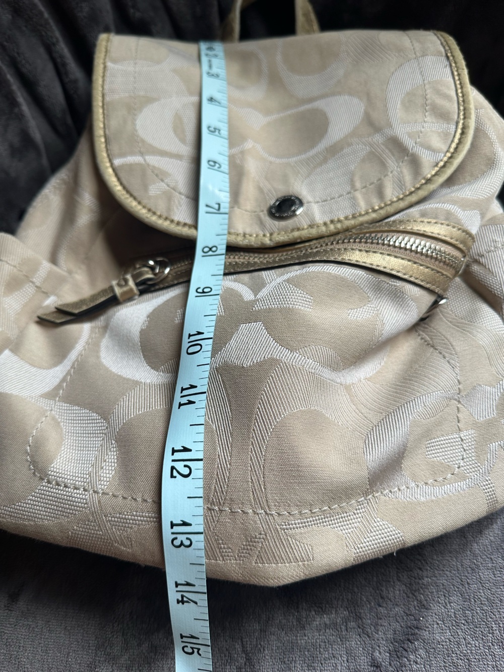 Vintage Coach Kyra Signature Backpack Beige Gold - super clean - As Is - Picture 6 of 15